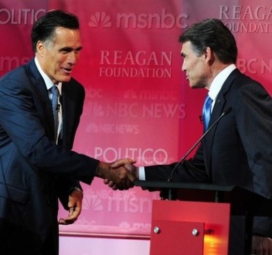  ... of Riches Romney and Perry shake hands – The Kitchen Cabinet.US